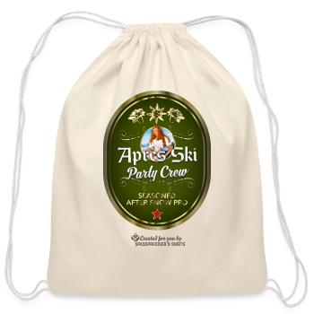 Beer Label-Style Après Ski Design - Cotton Drawstring Bag - natural - Front