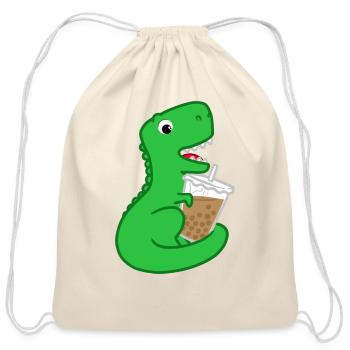 Dino Boba green - Cotton Drawstring Bag - natural - Front