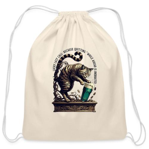 Lucky Last Call Cat Graphic Tee - Cotton Drawstring Bag