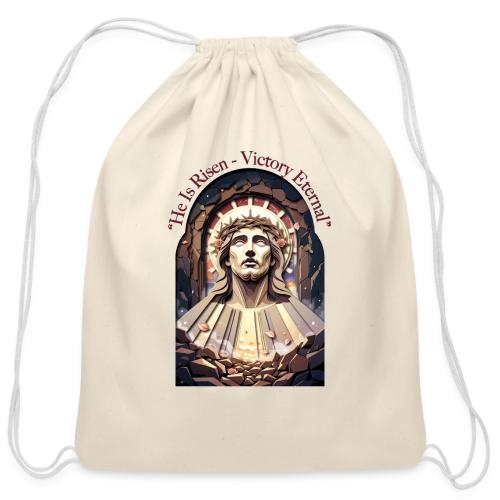 Easter He Is Risen Face of Christ T Shirt, Gift - Cotton Drawstring Bag