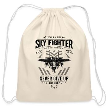 Fighter jet airplane pilot - Cotton Drawstring Bag - natural - Front