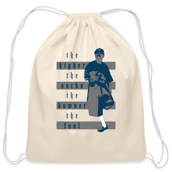 The Higher The Socks The Downer The Fool - White - Cotton Drawstring Bag - natural - Front