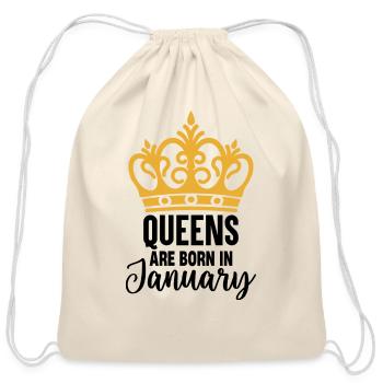 Queens are born in January - Cotton Drawstring Bag - natural - Front