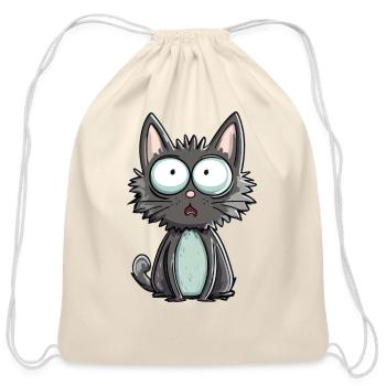 Surprised Gray Kitten - Cotton Drawstring Bag - natural - Front