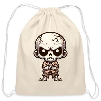 Grumpy Skeleton Kid – Creepy Cute Undead Attitude - Cotton Drawstring Bag - natural - Front