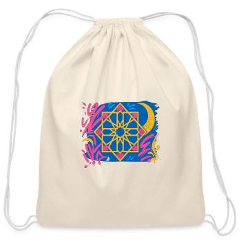 Geometric Mandala Neon Splash - Cotton Drawstring Bag - natural - Front