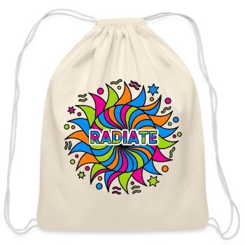Radiate Sunburst Psychedelic - Cotton Drawstring Bag - natural - Front
