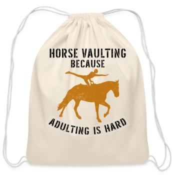 Funny Equestrian Horse Vaulting - Cotton Drawstring Bag - natural - Front