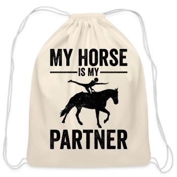 Funny Equestrian Horse Vaulting - Cotton Drawstring Bag - natural - Front