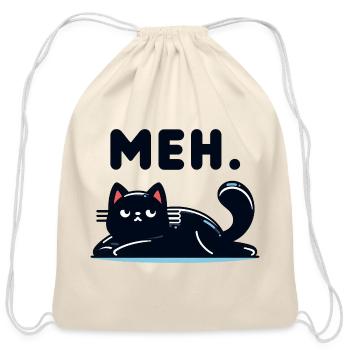 Meh Cat Nightshadow Illustration - Cotton Drawstring Bag - natural - Front