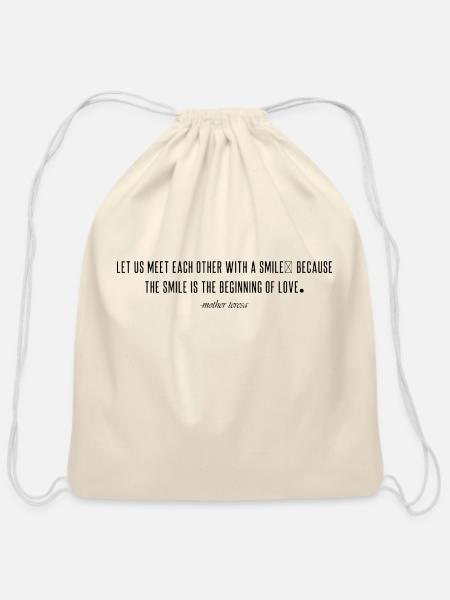 valentine's day mother teresa quotes - Cotton Drawstring Bag - natural