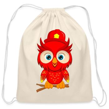 Owl Red Firefighter - Cotton Drawstring Bag - natural - Front