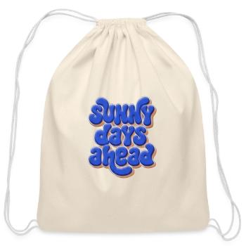 Sunny Days Ahead Bubble Typography - Cotton Drawstring Bag - natural - Front