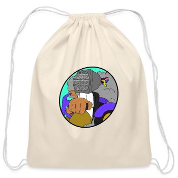 Retro TV Rider on Neon Bike - Cotton Drawstring Bag - natural - Front