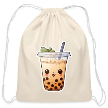 Bubble tea - Cotton Drawstring Bag - natural - Front