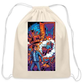 Neon Hallway Escape - Cotton Drawstring Bag - natural - Front
