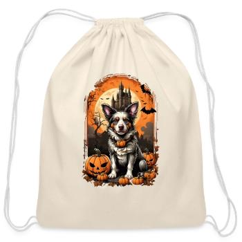 Spooky Paws - A Halloween Adventure with an Aussie - Cotton Drawstring Bag - natural - Front