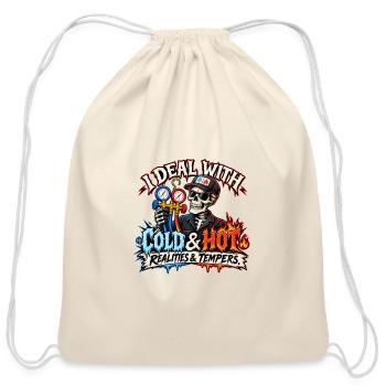 HVAC Technician Tee - Cotton Drawstring Bag - natural - Front