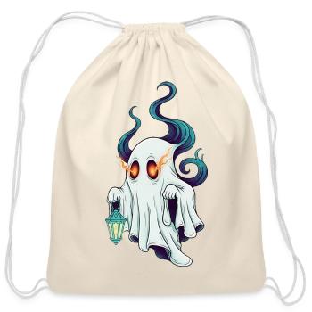 Luminous Lantern Ghost - Cotton Drawstring Bag - natural - Front