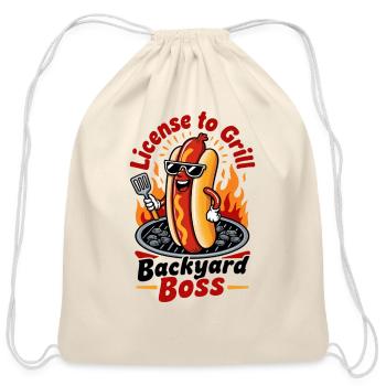 License to Grill - Cotton Drawstring Bag - natural - Front