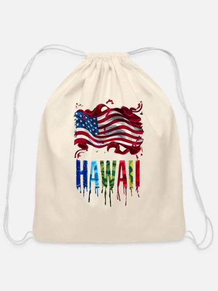 HAWAII STATE - Cotton Drawstring Bag - natural