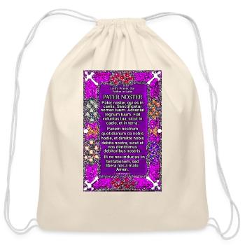 Latin Lord's Prayer, Pater Noster - Cotton Drawstring Bag - natural - Front