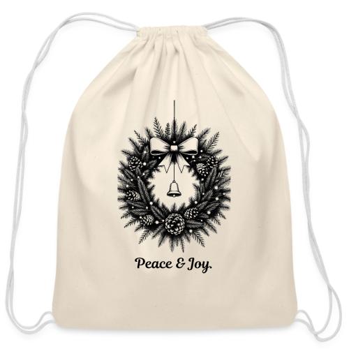 Peace & Joy T-Shirt | Minimalist Elegant Christmas - Cotton Drawstring Bag