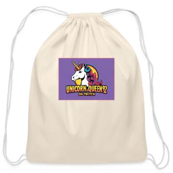 Comic blue pink and purple Unicorn_Queen92 twitch - Cotton Drawstring Bag - natural - Front