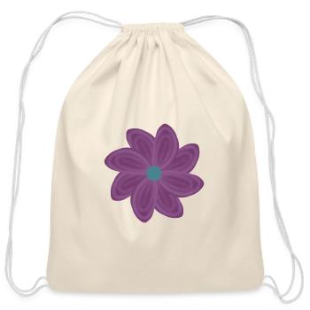 Purple Bloom Teal Center Flower - Cotton Drawstring Bag - natural - Front