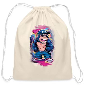 Street art Gorilla music - Cotton Drawstring Bag - natural - Front