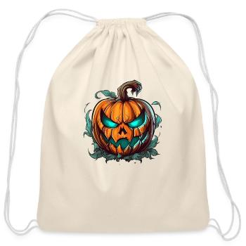 Jack-o'-Lantern - Cotton Drawstring Bag - natural - Front