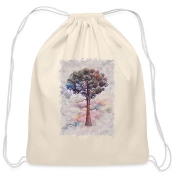 Australian pine tree painting - Cotton Drawstring Bag - natural - Front