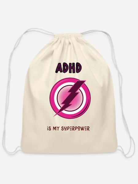 ADHD - Cotton Drawstring Bag - natural