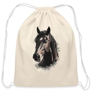 Horse - Cotton Drawstring Bag - natural - Front