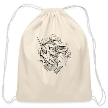 Medusa Head with snakes - greek gorgon - Cotton Drawstring Bag - natural - Front