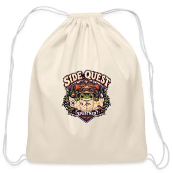 Side Quest Explorer Frog - Cotton Drawstring Bag - natural - Front