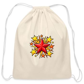 Red Starburst Explosion - Cotton Drawstring Bag - natural - Front