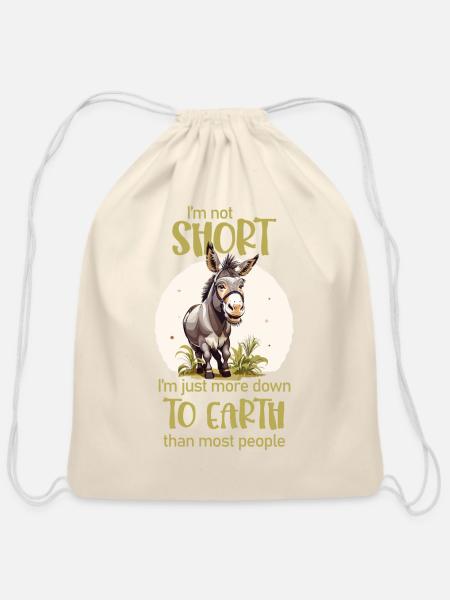 I'm not short. - Donkey lovers - Cotton Drawstring Bag - natural