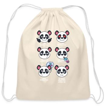 Panda And Bubble Tea - Cotton Drawstring Bag - natural - Front