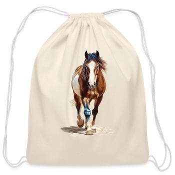 Horse - Cotton Drawstring Bag - natural - Front