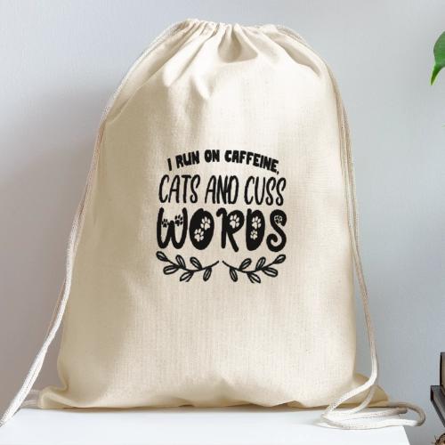 cats and cuss words - Cotton Drawstring Bag