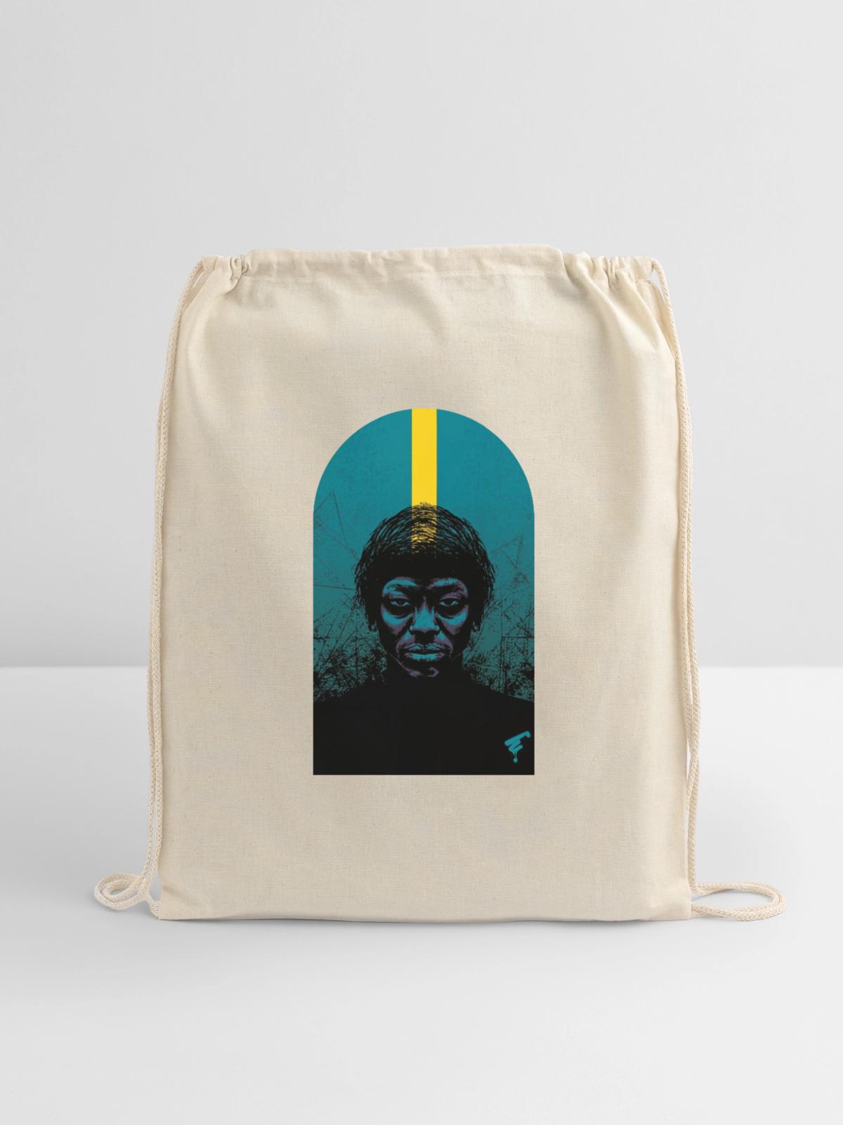 Silhouette Template - Cotton Drawstring Bag - natural - Front