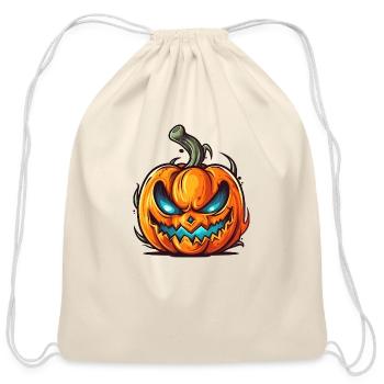 Jack-o'-Lantern - Cotton Drawstring Bag - natural - Front