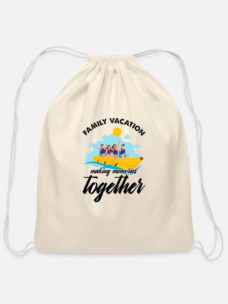 Family Vacation Making Together - Cotton Drawstring Bag - natural