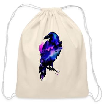 Watercolor Raven - Cotton Drawstring Bag - natural - Front