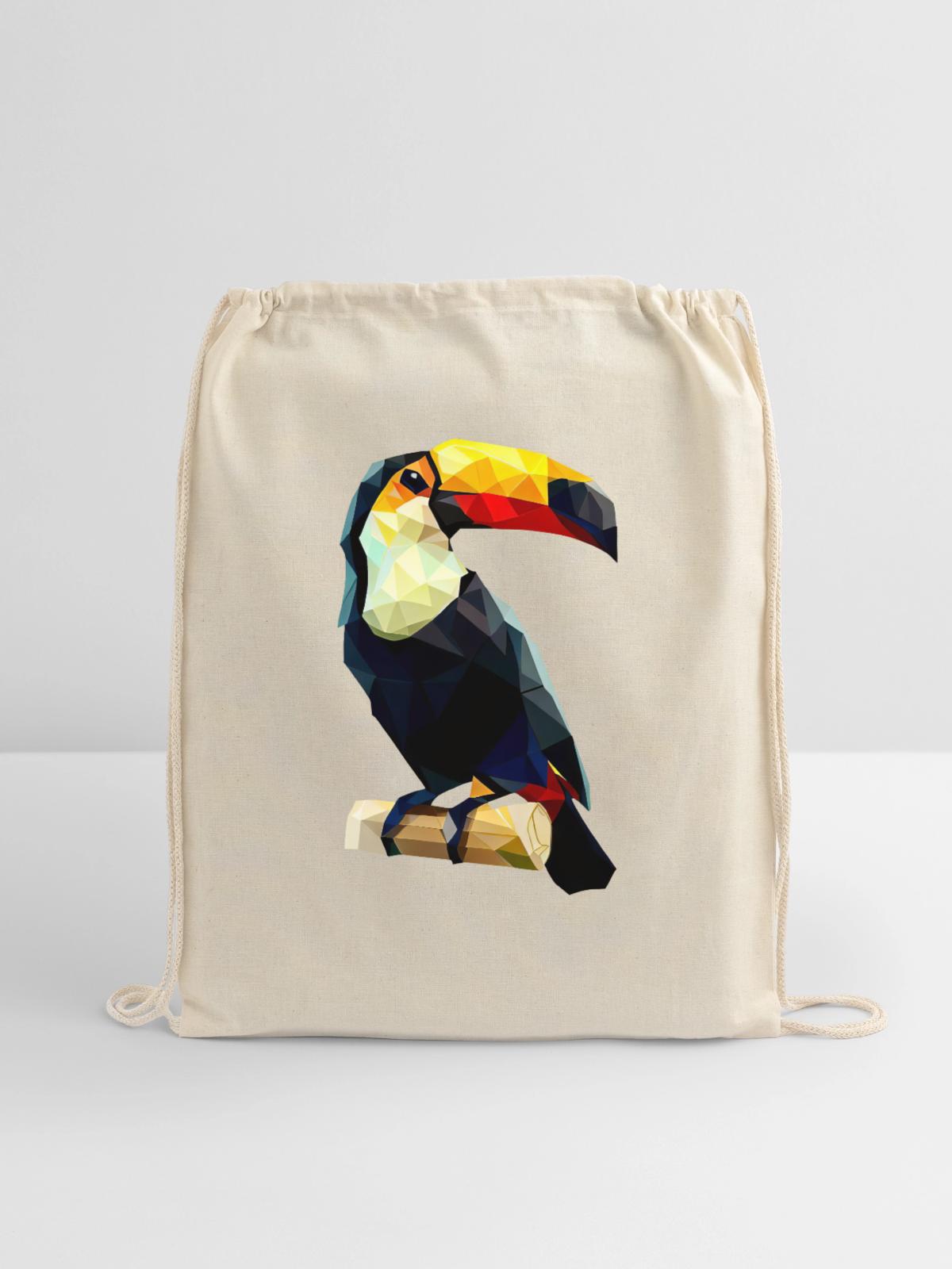 Polygonal Toucan - Cotton Drawstring Bag - natural - Front