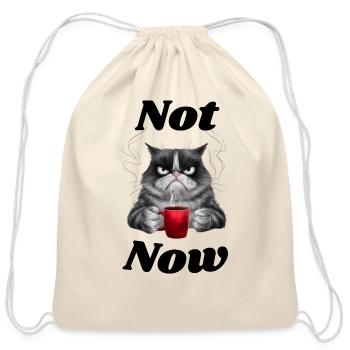 Funny cat « Not now » - Cotton Drawstring Bag - natural - Front