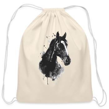 Horse - Cotton Drawstring Bag - natural - Front