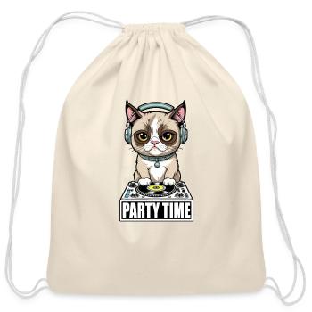 Funny cat - Cotton Drawstring Bag - natural - Front