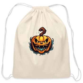 Jack-o'-Lantern - Cotton Drawstring Bag - natural - Front